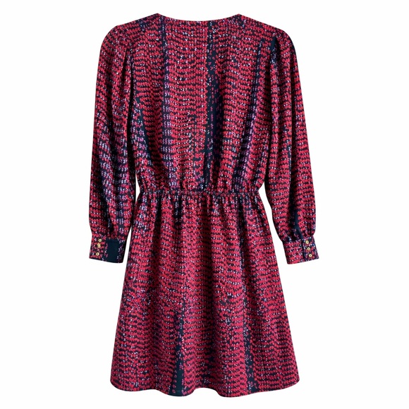 Eight Sixty Abstract Print Long Sleeve Mini Dress Work Cocktail Red Black Small - Picture 3 of 7